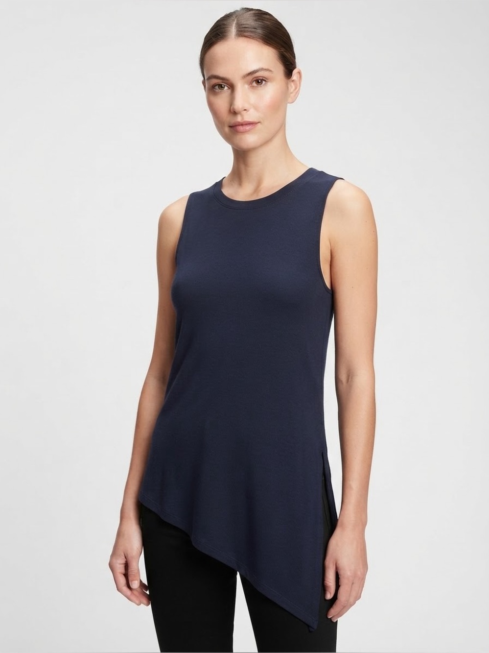 Athleta Cloudlight Asymmetrical Side-Tie Tank Top Navy Blue Size Small